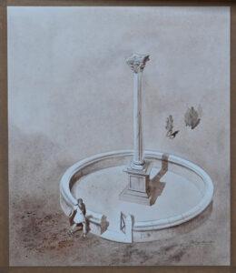 Proposition de restitution aquarellée du Monument à enceinte circulaire