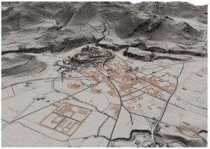 Image LIDAR réalisée en 2023 avec en orange la ville antique